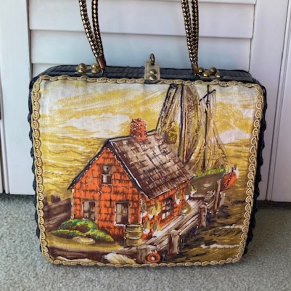 1960's Black Wicker Purse